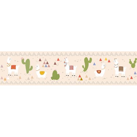 A.S. Création Relaxed Lamas 403728 Papiertapete Kinderzimmer 5 x 1.55 m Beige Wohnzimmer Schlafzimmer Büro (1/5)