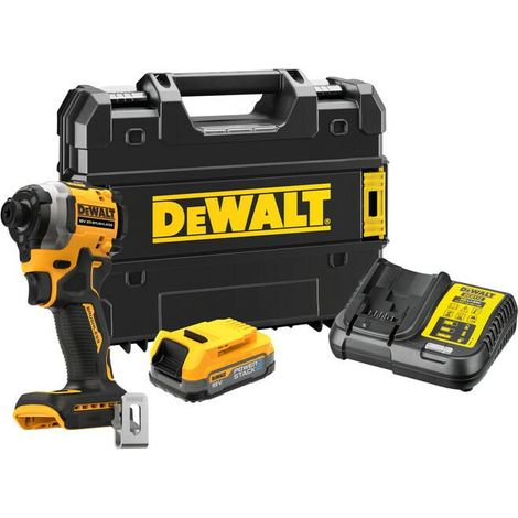 Atornilladora de Impacto DEWALT 18V DCF850E1T, 208Nm, 1x1.7Ah Powerstack, Alta Potencia, Ideal para Profesionales, Compacta y de Alto Rendimiento
