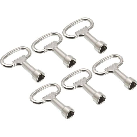 12.5 x 7 mm Triangle Socket Wrench, 6 Pack Electric Cabinet Gas Water Meter Key for Elevator Lift Door Triangle Panel Lock, Silver (1/5)