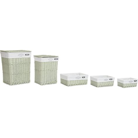 Cesta Ropa Set 5 Mimbre Poliester 44X34X56 Verde (1/5)