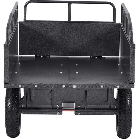Remorque utilitaire de jardin, 10 pi³ et 227 kg, pour VTT et UTV, benne basculante en acier, pneus 14", traction manuelle ou pédale, robuste pour tondeuse et tracteur. (1/5)