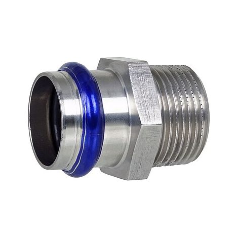 Press-Übergang 18 mm - 1/2 Zoll AG - für Edelstahlrohre - DVGW-zertifiziert - für V-Kontur