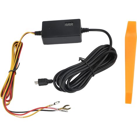Kit di cablaggio per dashcam, display digitale, bassa tensione, registrazione time-lapse regolabile, da 12V 24V a 5V 3A con cablaggio fisso per monitoraggio parcheggio 24 ore su 24, microfono dritto. (1/3)