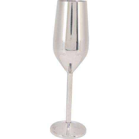 Flûte à champagne en acier inoxydable élégante et durable, idéale pour les dîners et les fêtes, finition argentée brillante (1/5)