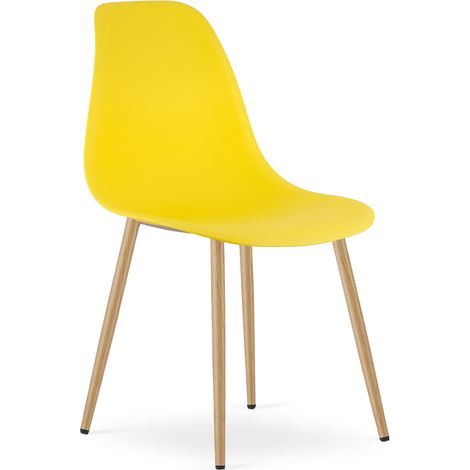 Sedia scandinava WAT gialla con gambe effetto legno (1/5)