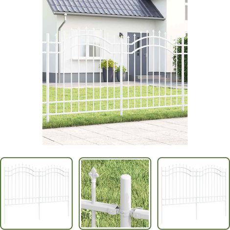 Weiß - Gartenzaun Weiß 240 x 165 cm Pulverbeschichteter Stahl (1/5)