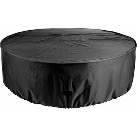 royaluxe - Housse de protection pour table et chaise exterieure ronde noire de meubles de patio, 120 75cm - 120 75cm (1/5)