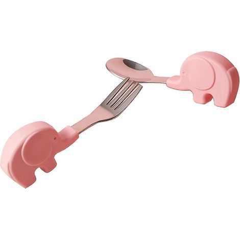1 Set Kinderlöffel, lebensmittelechter Edelstahl, Kleinkind-Essbesteck, Gabel für Babys-Whale-Pink