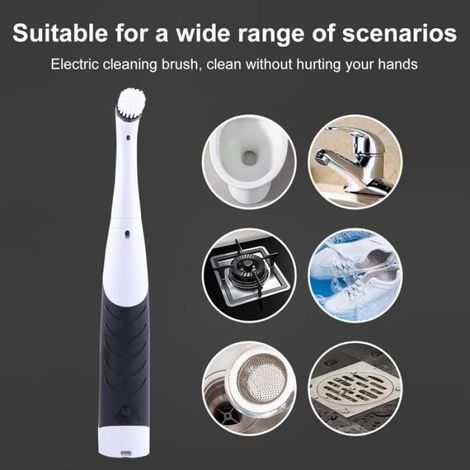 Sonic Scrubber Brosse de nettoyage électrique sans fil à 4 têtes remplaçables pour carrelage, baignoire, cuisine, sol, salle de bain (1/4)