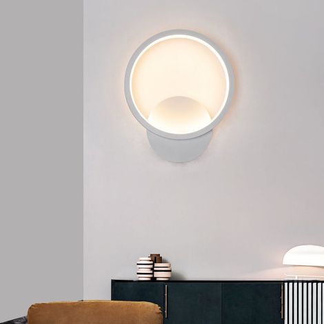 Applique LED da interno, rotonda, bianco caldo 3000K, stile moderno, per camera da letto, soggiorno, scale, corridoio, 220V (bianca) - 20 x 23 cm (1/4)
