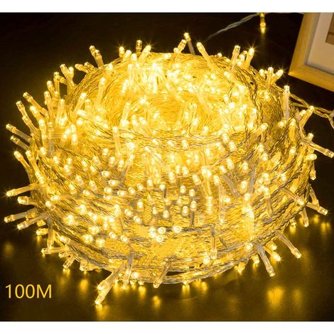 1 Guirlande lumineuse, 100M, 2000 LEDs, 8 modes, mémoire, IP65, pour jardin, fête, Noël