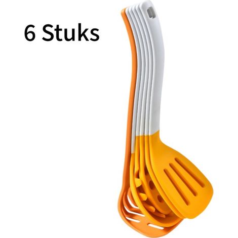 Juego de 6 piezas - Juego de cocina de silicona - Espátula y cuchara antiadherentes - Espátula para saltear - Silicona vertical - Amarillo (1/5)