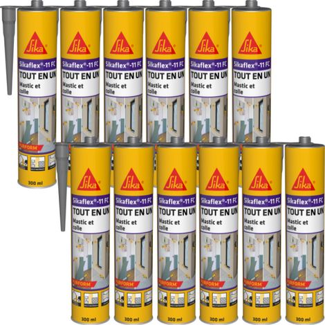 Lot de 12 mastics colle multi-usages SIKA Sikaflex 11 FC Purform - Gris béton - 300 ml