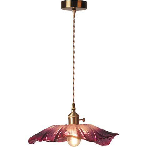 Suspension Vintage LED Verre Violet Fleur Lustre Lampe Suspendue Maison Intérieur Porche Éclairage Luminaires E27 Ampoule 1.5m Fil Lampes Réglables (1/5)