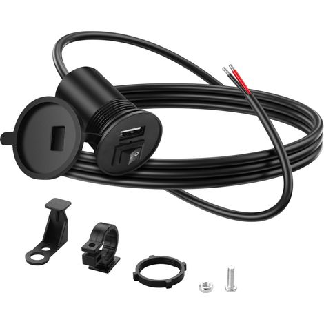 Cargador USB para motocicleta con interruptor, 12 V, 1,5 A, salida USB, 30 W, PD, impermeable, para vehículos marinos, autocaravanas, barcos, camiones, UTV.