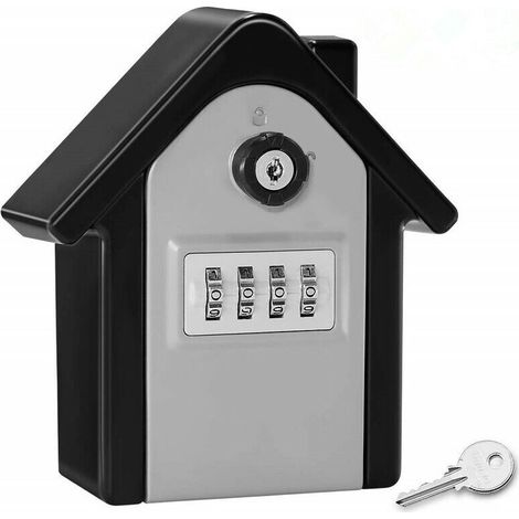 Boite a Cle Securisee Mural Boite a Clé avec Code Numérique & Clés d'urgence, Grand Key Safe Box Format XL Coffre a Clef Extérieur pour Maison, Bureau, Usine, Garages (gris) (1/5)