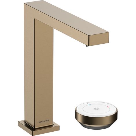 Hansgrohe Tecturis E - Waschtischarmatur mit Ablauf, 2-Loch-Installation, CoolStart, EcoSmart+, Bronze gebürstet 73053140 (1/5)