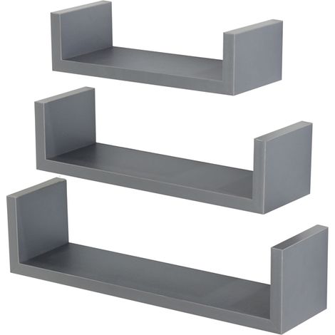 Hudson Floating "U" Shape Shelf Kit (Set of 3) - Matt Grey