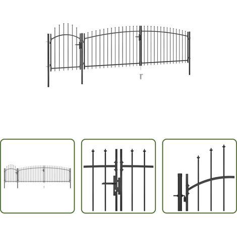 Portail de clôture - Portail de jardin Woerden avec pointe en forme de lance 5 x 1,25 m noir (1/5)