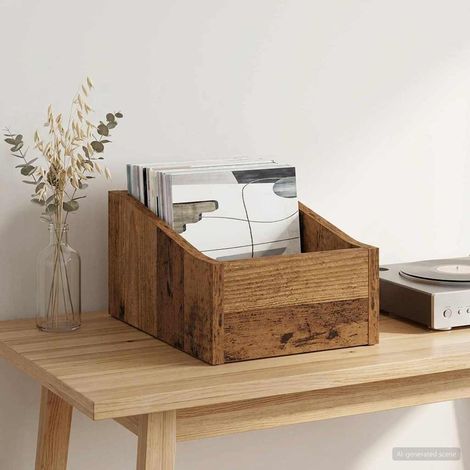 vidaXL LP Record Box Old Wood 23 x 33 x 16 cm Engineered Wood (1/5)