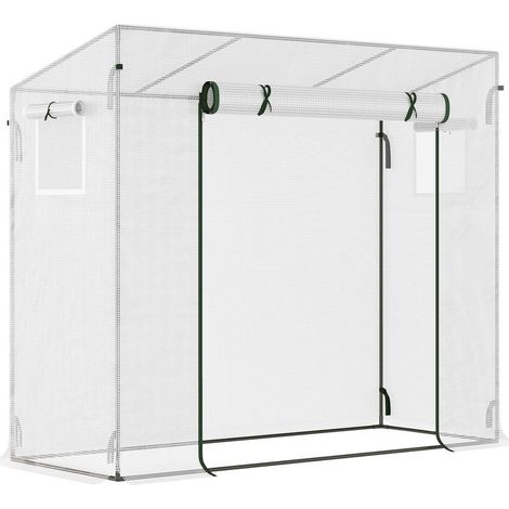 Serre de jardin en aluminium de 200 x 68 x 196 cm avec porte enroulable et fenêtre latérale, résistante au vent, en acier et polyéthylène, idéale pour les plantes de jardin. (1/5)