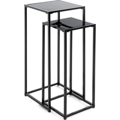 Lot de 2 Sellettes en Métal "Cromano" 70cm Noir (1/5)