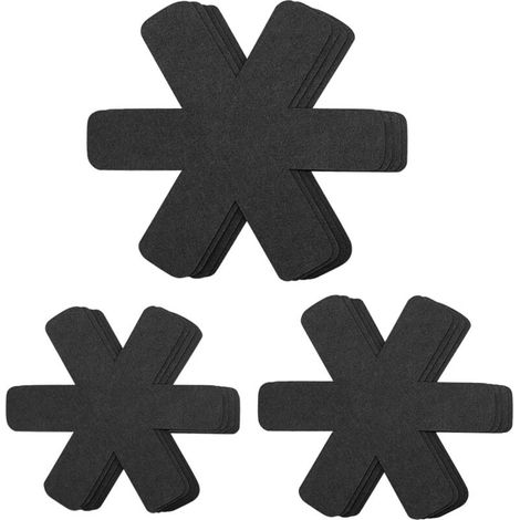 Lot de 12 protège-poêles en feutre réglables antidérapants pour poêles, casseroles, bols, protection contre les rayures (noir) (1/5)