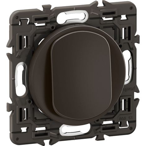 Legrand - Interrupteur lumineux + voyant Céliane Noir + support à équiper d'une plaque