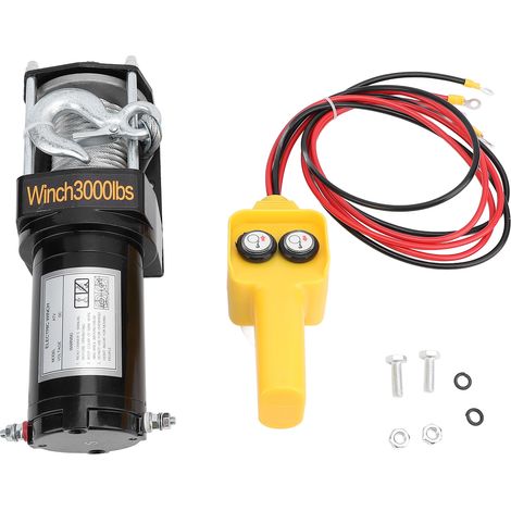 Kit de treuil électrique 12V 3000lbs capacité de charge forte torsion 1KW remorques remorquage pour véhicules tout-terrain (1/5)