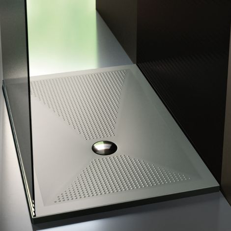Piatto Doccia In Ceramica Colore Grigio 80 x 100 cm Ultraflat - 3 cmAntiscivolo - Antigraffio - Antibatterico (1/5)