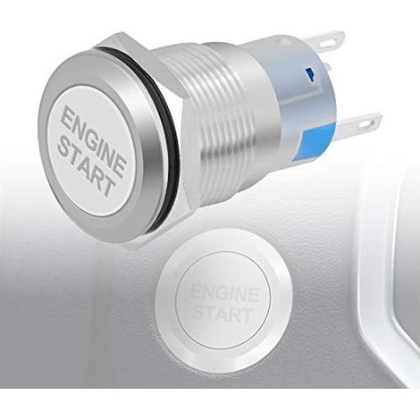 Bouton poussoir de démarrage du moteur, bouton de commutateur de démarreur d'allumage de voiture étanche 12V 19mm(argent),A (1/5)