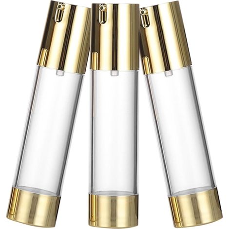 Distributeurs Pompe Airless Lot de 3 Flacons 50 ML Dorés pour Voyage et Hydratation Corps et Visage