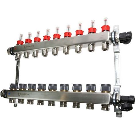 OVENTROP Verteiler Edelstahl 1'' für FBH 9 Kr.,m.Durchflusseinsätzen 0-5 l/min. 1406359
