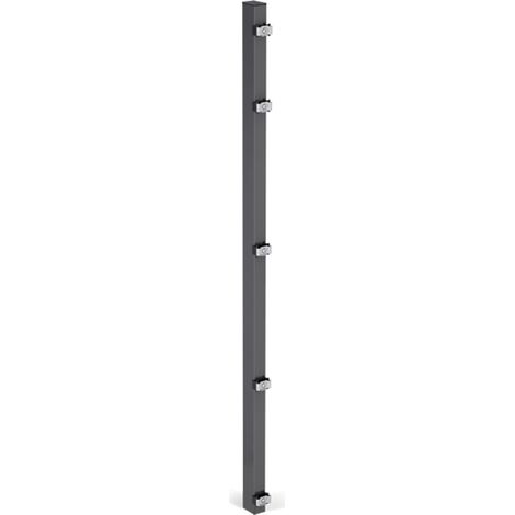 ALBERTS Zaunpfosten, inkl.Klemmlasche, verkürzt, Bohrab:400mm, anthr, 60x40/1475mm, Zub.im Pf. (1/2)