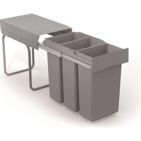 Victory Einbau-Abfallsammler Bio Trio 30 Liter in Alugrau Vollauszug