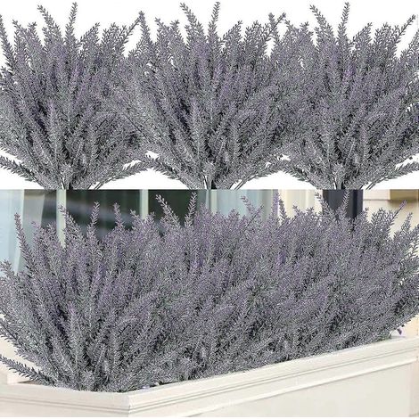 12 bouquets de fleurs artificielles de lavande, fleurs artificielles violettes en plastique pour la maison, les mariages, la cuisine, le jardin, la terrasse, les jardinières, le bureau et la décoratio (1/5)