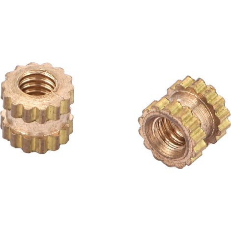 Écrous cylindriques moletés en laiton M2, moulés avec insert (M243,5  100 pièces) (1/5)