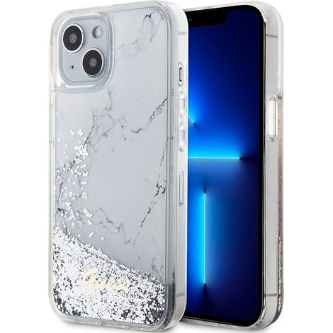 Hülle für iPhone 14 Guess Liquid Glitter Marble 6,1" Weiß (1/5)