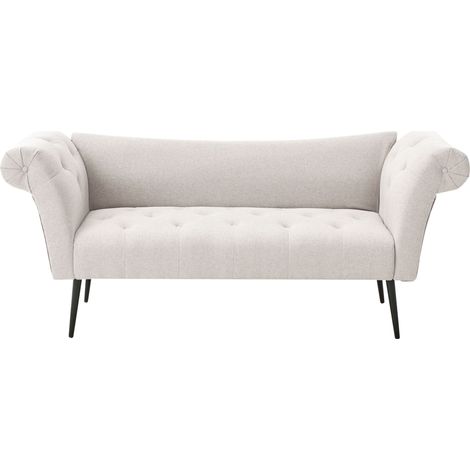 Chaise Longue in tessuto beige chiaro e Gambe Dorate Nantilly
