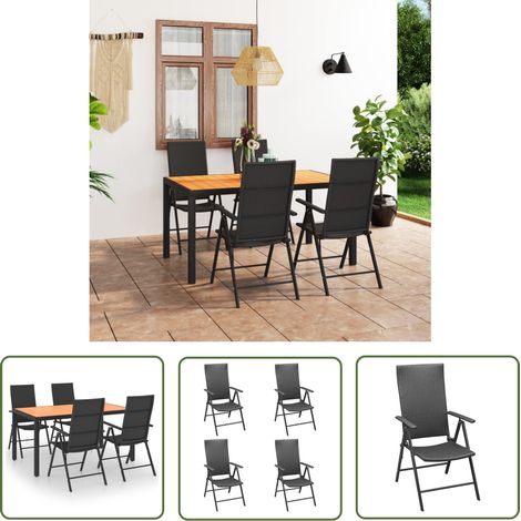 The Living Store Ensemble à manger de jardin 5 pcs noir et marron - Salon De Jardin - Ensemble De Jardin - Table De Jardin - Chaises De Jardin - Mobilier De Jardin (1/5)