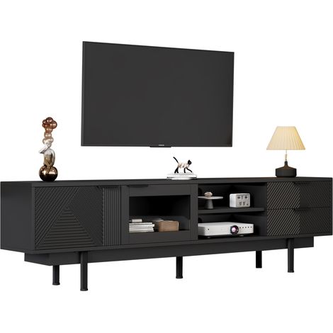 CHICFURN Mueble TV 200 x 40 x 50,5 cm negro, 2 puertas y 2 cajones (1/5)