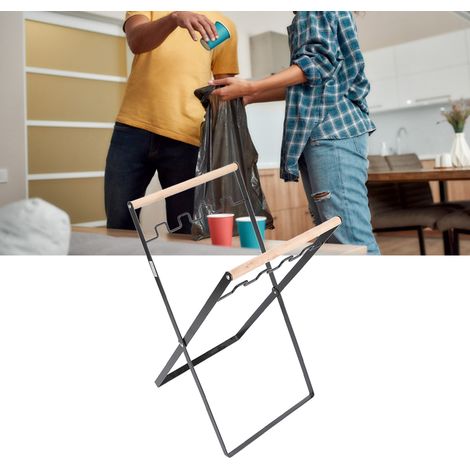 Porte-sacs poubelle pliable, support pour sacs poubelle de cuisine, noir (1/5)