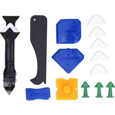 Kit de calfeutrage multifonction, outil d'étanchéité et de finition, ABS blanc, buse souple pour cuisine, salle de bain et joints. (1/5)