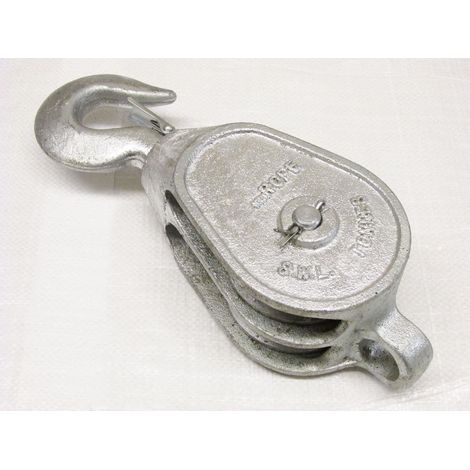3.6 Ton 10" GMI Double Block With Swivel Hook Galvanised - 32MM Fibre Rope Safety Lifting (1/2)