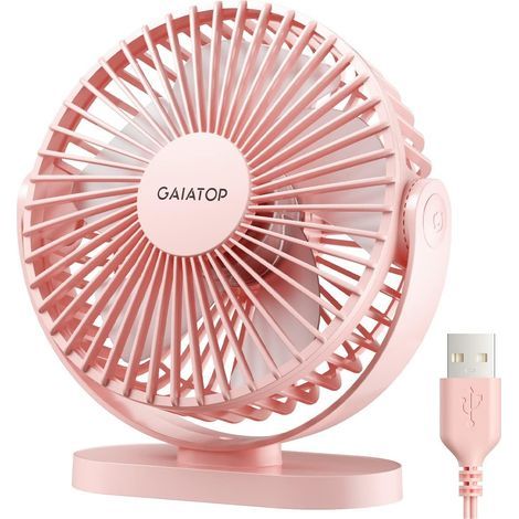 gaiatop Ventilateur de bureau USB, 14 cm, silencieux, puissant, 3 vitesses, rotation à 90°, mini ventilateur de table de bureau portable, refroidissement pour la maison, le bureau, la voiture, les (1/5)