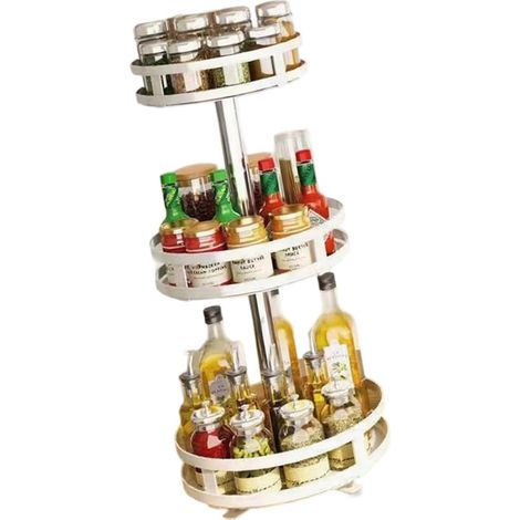 Organisateurs de comptoir de cuisine rotatifs à 360 degrés, étagères réglables pour salle de bain, cosmétiques, organiseurs de cosmétiques à plusieurs couches (1/5)