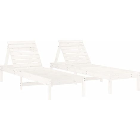 Maison Exclusive - Sonnenliegen 2 Stk. Weiß 199,5x60x74 cm Massiv (1/5)