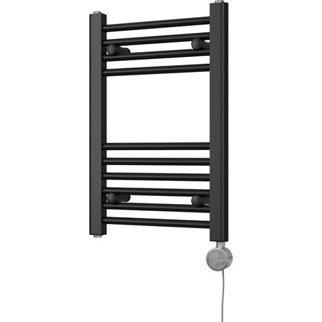Zennor - Black Electric Towel Rail H600mm x W400mm Straight 200w Thermostatic (1/3)