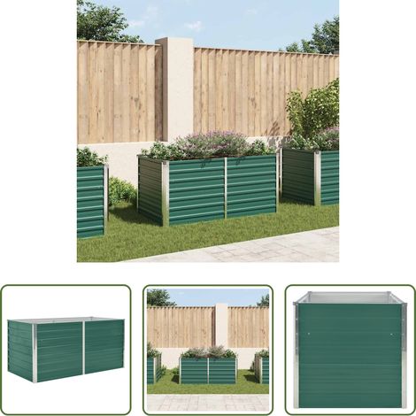 Jardinage pratique - Jardinière 160 x 80 x 77 cm Acier galvanisé Vert (1/5)