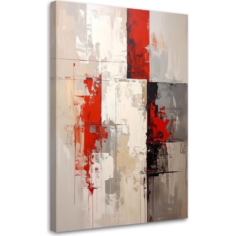 Image sur Toile, Abstraction rouge et beige,30x45 (1/4)
